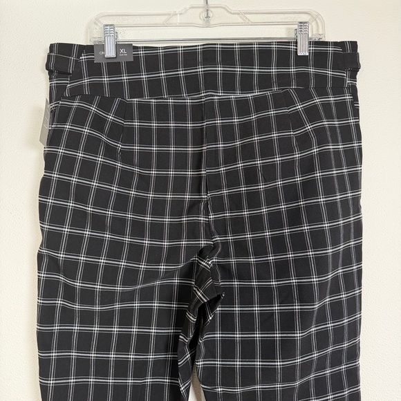 Maurices Plaid Crop Pants XL NWT Black White Mid Rise Stretch Work Trousers - Picture 12 of 16